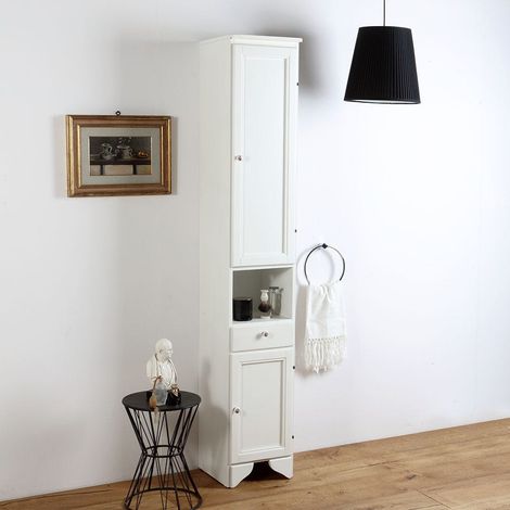 Bodenstehender Hochschrank Mit 2 Türen, 1 Schublade Und 1 Offenem Fach, H: 196 Cm  Lavanda