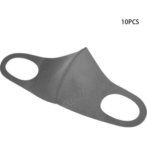 Lot de 10 masques buccaux réutilisables pour enfants, anti-poussière, protection solaire et respirants, gris foncé (1/5)