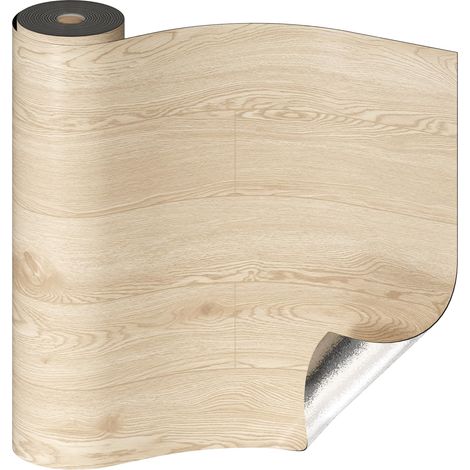 Revêtement de sol en PVC autocollant 6 m² - Aspect bois - Carreaux de sol épais - Pour porte d'entrée, salon, cuisine, bricolage - Découpable - 60 x 1 000 cm (1/5)