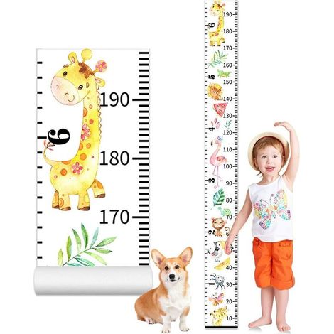 Height Chart for Children,20 cm x 200 cm Children's Wall Chart,Removable Canvas Height Ruler,Children's Size Measure with Cartoon Pattern,for Children,Bedroom Decoration,Kindergarten (1/5)