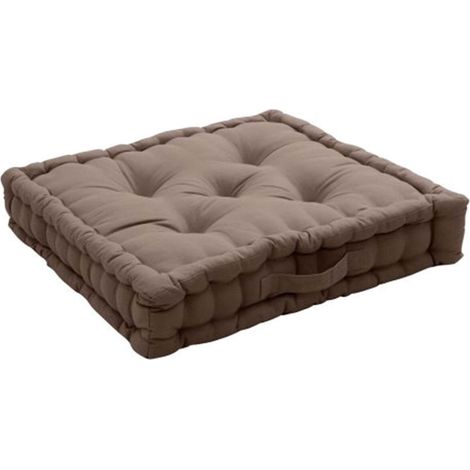 Coussin de Sol 50 x 50 x 10 cm LOLA 100% coton coloris VISON