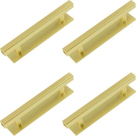 4 Pack Gold Plastic Sliding Door Handles Self Adhesive Long Handle with Plate for Kitchen Cabinet Sliding Door Square Style (1/5)
