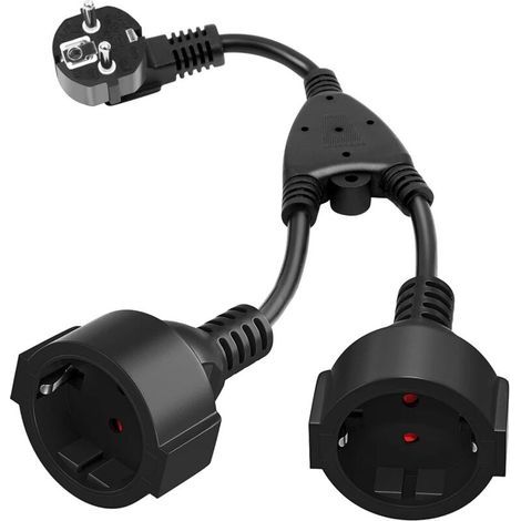2-in-1 Schuko 16A Doppelsteckdosenadapter – Verlängerungskabel mit 2 Steckdosen, max. 3680 W, IP44, für den Außenbereich (1/4)