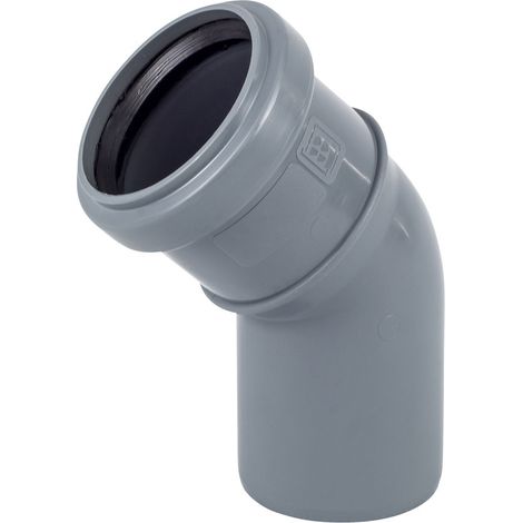 Coude sanitaire PP-HT 50/45, pour eaux usées intérieures, couleur cendrée, Onn (1/4)