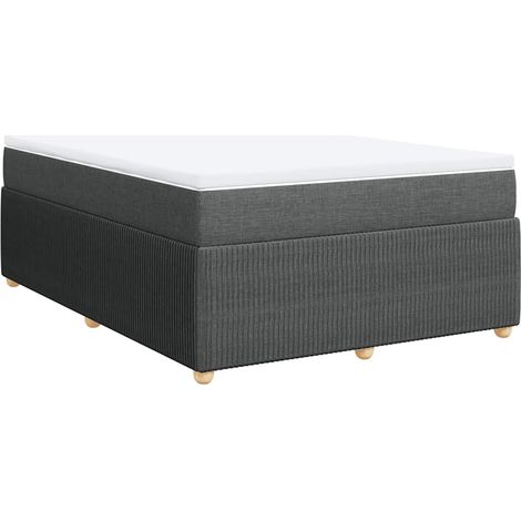 Maison Exclusive - Cama box spring con colchón tela gris oscuro 1 (1/5)