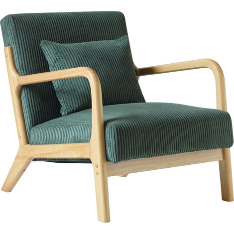 Nordlys - Fauteuil de Salon Scandinave avec Structure Bois et Tissu (1/5)