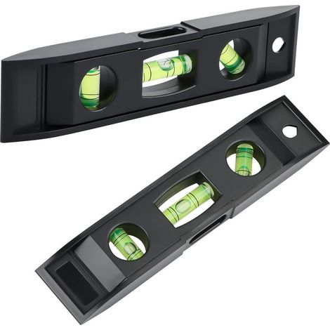 Livella a bolla in 2 pezzi, mini livella da 153 mm, livella a siluro magnetica con 3 livelli a bolla (45°, 90°, 180°), nera (1/5)