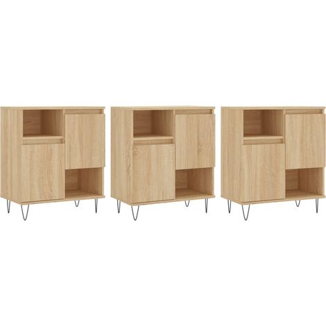 Aparador tipo buffet cómoda armario organizador de almacenamiento cocina sala de estar 3 piezas madera de ingeniería Sonoma marrón 020037114