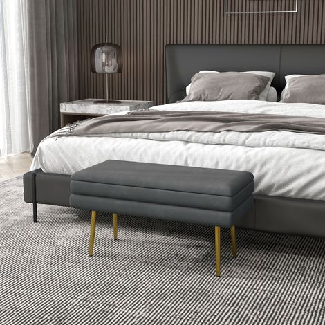 Sitzbank Polsterbank, mit Stauraum, Stahl, 79,5 cm x 37,5 cm x 43 cm, Dunkelgrau