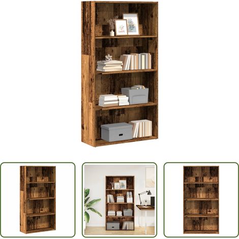 Bücherregal Holz - Bücherregal Altholz-Optik 80x30x152 cm Holzwerkstoff (1/5)
