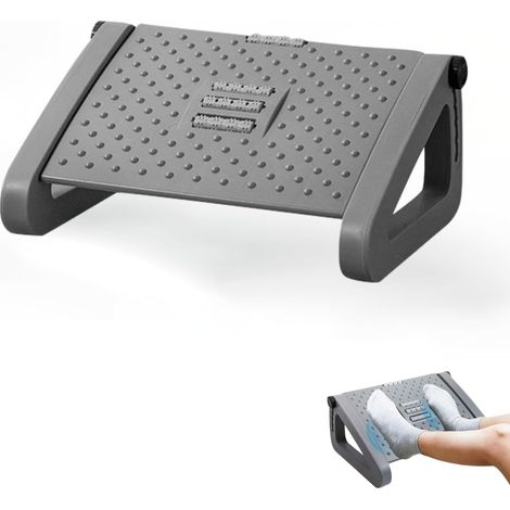 Poggiapiedi ergonomico, regolabile sotto la scrivania con funzione massaggio, antiscivolo, migliora la postura e la circolazione, ideale per lavoro e casa