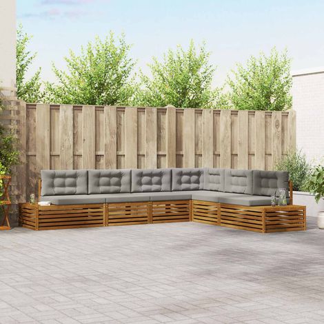 Conjunto de sofás de exterior 6 Pieza Gris Natural y Claro (1/5)