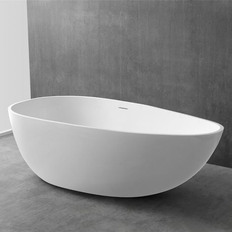 Vasca da bagno free standing lisa artificial stone bianco opaco matt misure l170x86x54 cm - confezione 1 (1/5)