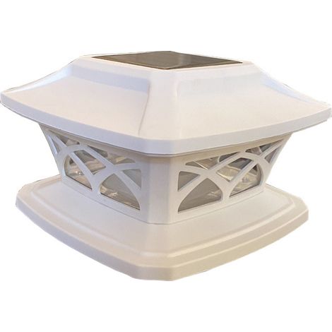 Nueva lámpara solar de exterior tipo pilar de 10 cm (4 pulgadas), luz de jardín, luz de valla, luz con pantalla (blanca, luz solar para jardín) (1/5)