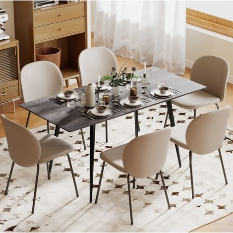 Mesa de comedor extensible de madera gris 120-160x75x77 cm para 6-8 personas (1/5)