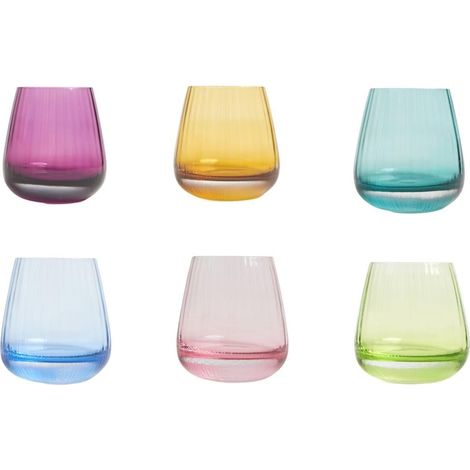Bicchieri multicolore in vetro 300ml set 6 pezzi Alaska