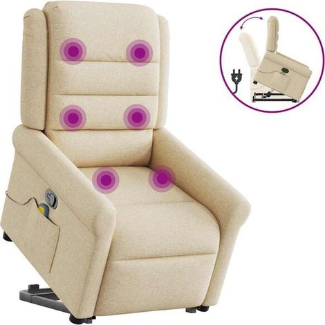 Fauteuil de massage inclinable en tissu beige (1/5)
