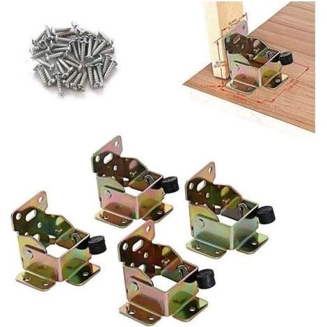 4PCS 75 x 60 x 55mm Pliable Verrouillage Extension Table Lit Jambe Pieds Pliable Support de Fixation avec 40pcs de Vis (1/5)