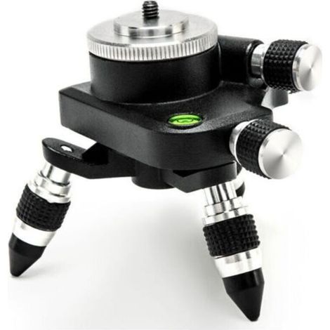 Adaptateur de Niveau Laser, Trépied Support en Alliage D'aluminium, Filetage 1/4" et 5/8'' pour la Plupart des Niveaux Lasers, Base Rotative Fine à 360 degrés