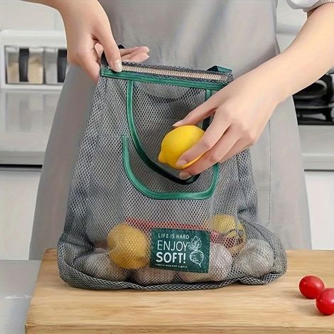 BelleRise – [Reiseaufbewahrung] Tragbarer Hängebeutel für Obst und Gemüse – Multifunktionaler Küchenaufbewahrungsbeutel aus Netzgewebe (1/5)