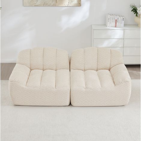 Modulares Sofa ohne Aufbau Beige Weiß Granulierter Fleece OKMYHOME (1/5)