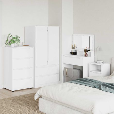 Armoire de rangement 4 tiroirs en bois d’ingénierie blanc 60 x 48 x 105 cm - PANGIVO (1/5)