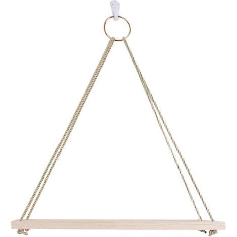 Étagère murale en bois avec panneau de séparation et corde de chanvre, idéale pour le rangement. (1/5)