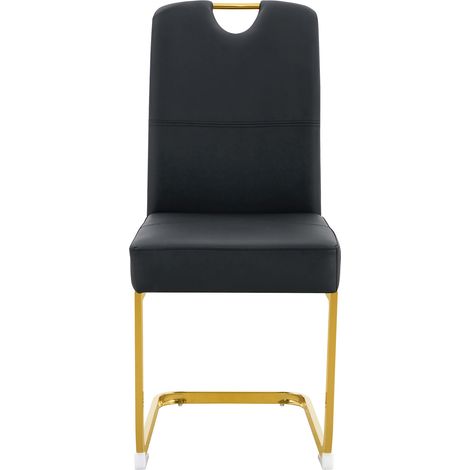 Set de 2 sillas de comedor negras en PU con respaldo ergonómico y diseño moderno (1/5)