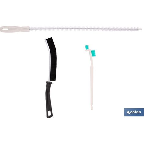 Set de cepillos de limpieza multifunción para ranuras, rincones, raíles y tuberías (1/4)