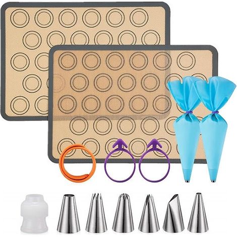 Tapis de cuisson en silicone pour macarons (14 pièces), résistant aux hautes températures, antiadhésif, pour la cuisson au four. (1/5)