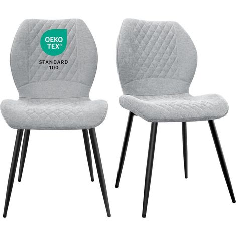Esszimmerstühle 2er Set, gepolsterte Leinenstühle, ergonomisch, grau (1/5)