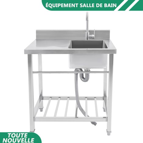 WAOBDLA Lavabo de cuisine indépendant rectangulaire 201 lavabo en acier inoxydable 31.521.733.1in avec robinet et tuyaux (1/5)