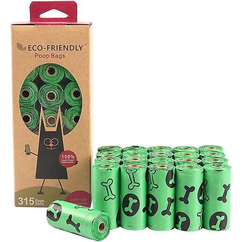 21 Rouleaux De Sacs  Dchets Biodgradables Pour Animaux De Compagnie - Verts, Pais Et Durables Sacs  Dchets Impermables Pour Chiens, Sacs De Ramass (1/5)