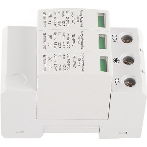 Parafoudre 3P 1000V pour Installation Solaire, Protection Surtension Photovoltaïque 20‑40KA (1/5)