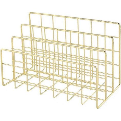 Schreibtisch-Organizer aus Metallgitter für das Homeoffice, Buchstützen, Leseständer – Gold (1/5)