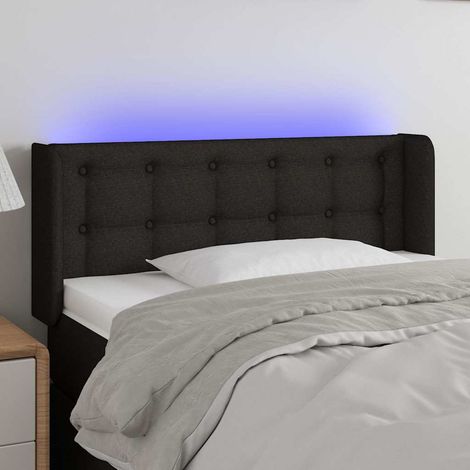 Tête de lit à LED avec bande lumineuse en tissu noir 103 x 16 x 78/88 cm - PANGIVO (1/5)