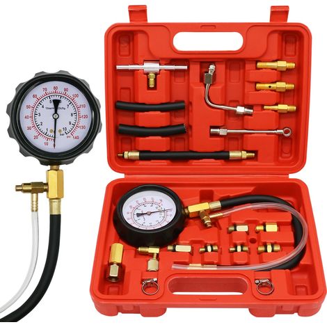 Probador de presión de bomba de inyección de 0-140 PSI, probador de presión de combustible, kit de comprobador de presión universal, herramienta de diagnóstico para automóviles, camiones y motocicleta (1/5)