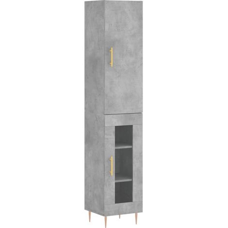 Buffet,Bahut,Meuble de Rangement haut Gris béton 34,5x34x180 cm Bois d'ingénierie CFW75917 (1/5)