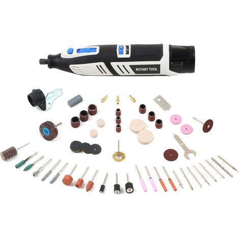 Kit affûtage chaîne tronçonneuse sans fil - Affûteuse électrique 12V, 6 vitesses 5000-25000 tr/min, 60 accessoires (1/5)