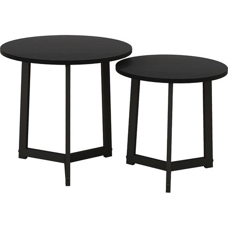 Tables basses rondes acier noir lot de 2, capacité 35 kg (1/5)