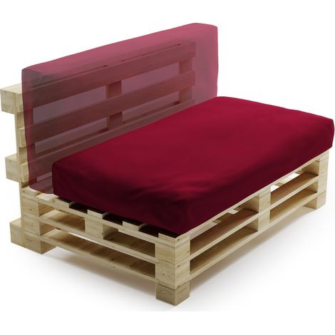 Coussin Palette Déhoussable Imperméable - 120x60 cm Rouge Bananair Fabriqué en France