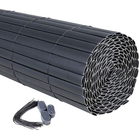 Woltu – Canisse PVC 300x100cm gris – Brise-vue résistant aux intempéries – Fixation facile avec clips inclus – Pour balcon et jardin