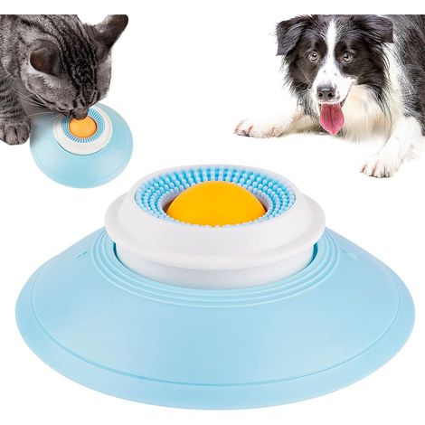 Gamelle à lécher pour chiens et chats, jouet à lécher, balle à lécher, gamelle antidérapante, distributeur de croquettes anti-anxiété, convient à tous les chiens et chats, jaune (1/5)