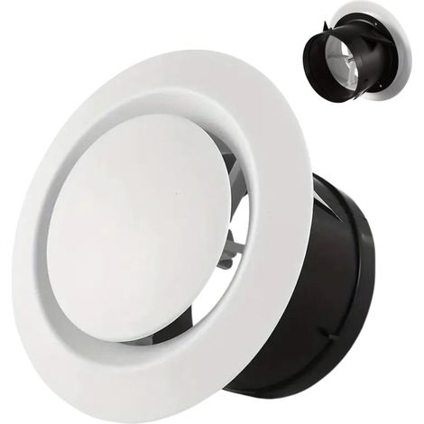 1 Grille De Ventilation Ronde Réglable 100mm Couvercle Amovible Pour Plafond Mur Salle De Bain Cuisine