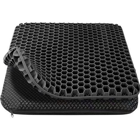 Coussin de siège en gel - Pour chaise de bureau, fauteuil roulant, voiture et prévention des escarres - 1 pièce - Pour une posture saine, noir (1/5)