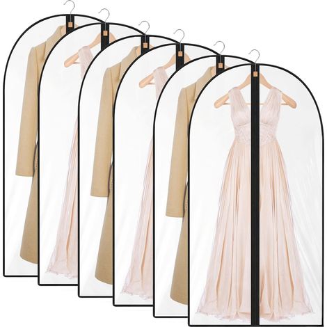 Garment Bags, 60120cm, 6 Hanging Garment Bags, Reinforced and Thickened Edge, Transparent Window, Dust Bags for Clothes, Waterproof, Mothproof, and Moisture-Proof for Suits (1/5)