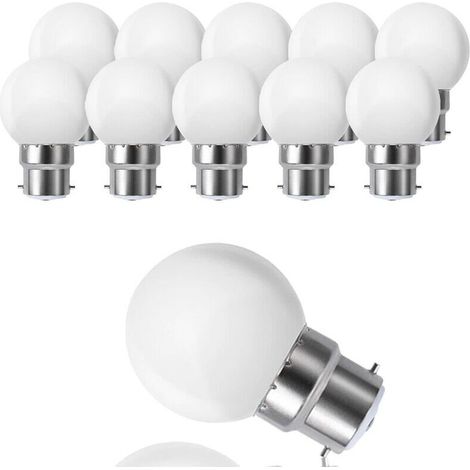 B22 3W Bayonet LED Bulb, B22 G45 Mini Globe Golfball Bulb, Warm White 3000K, 180LM, 20W Bulb Equivalent, Non-Dimmable, Pack of 10