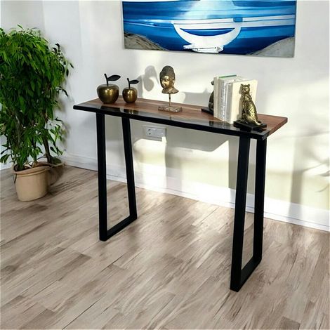 Console epoxy noir et bois d'acacia BORA (1/4)