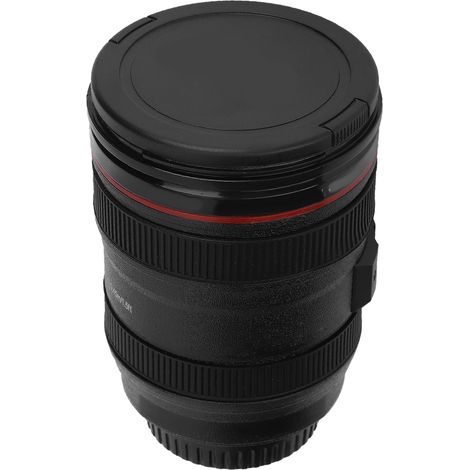 Mug de voyage portable pour café, thé ou autre boisson, avec couvercle et effet objectif d'appareil photo. (1/5)