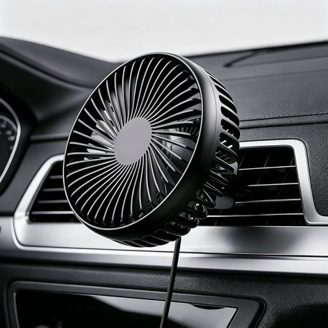 Ventilateur de voiture 12V, mini ventilateur USB portable pour passager, rotation de 360 degrés, ventilateur de siège d'auto à 3 vitesses pour SUV, RV, camion, berline (1/4)